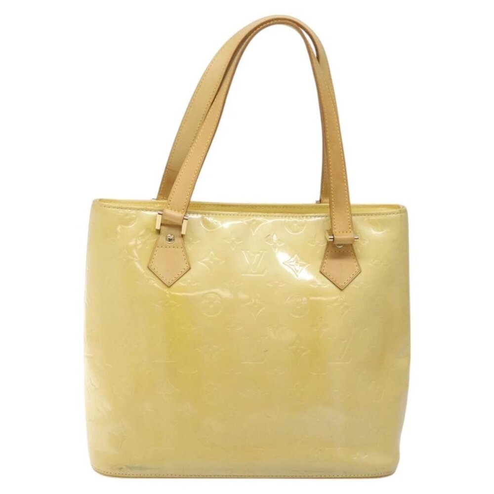 LOUIS VUITTON Monogram Vernis Houston Hand Bag Lime Yellow LV Auth - Picture 2 of 16